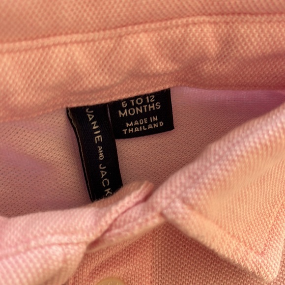 Janie and Jack 6-12 month pink polo, navy blue pants/chinos - Picture 3 of 7